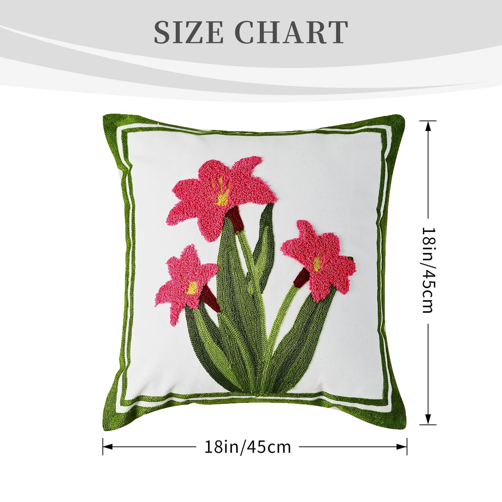 Pink Daffodil Flower Embroidered Throw Pillow Covers view 4