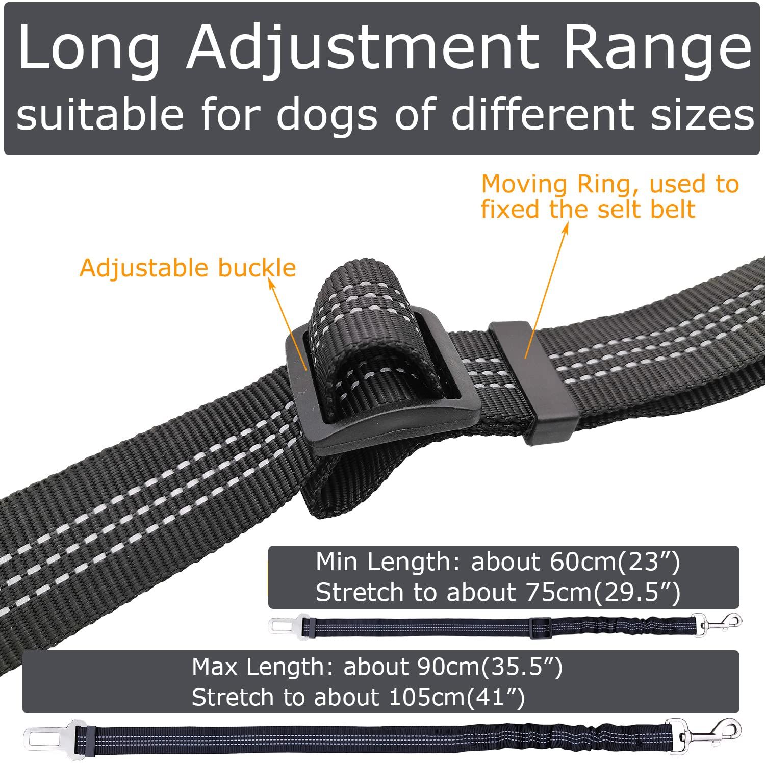 2 Dog Seatbelt Seat Belt Car Harness Leash Travel Accessories Bungee Anti view 3