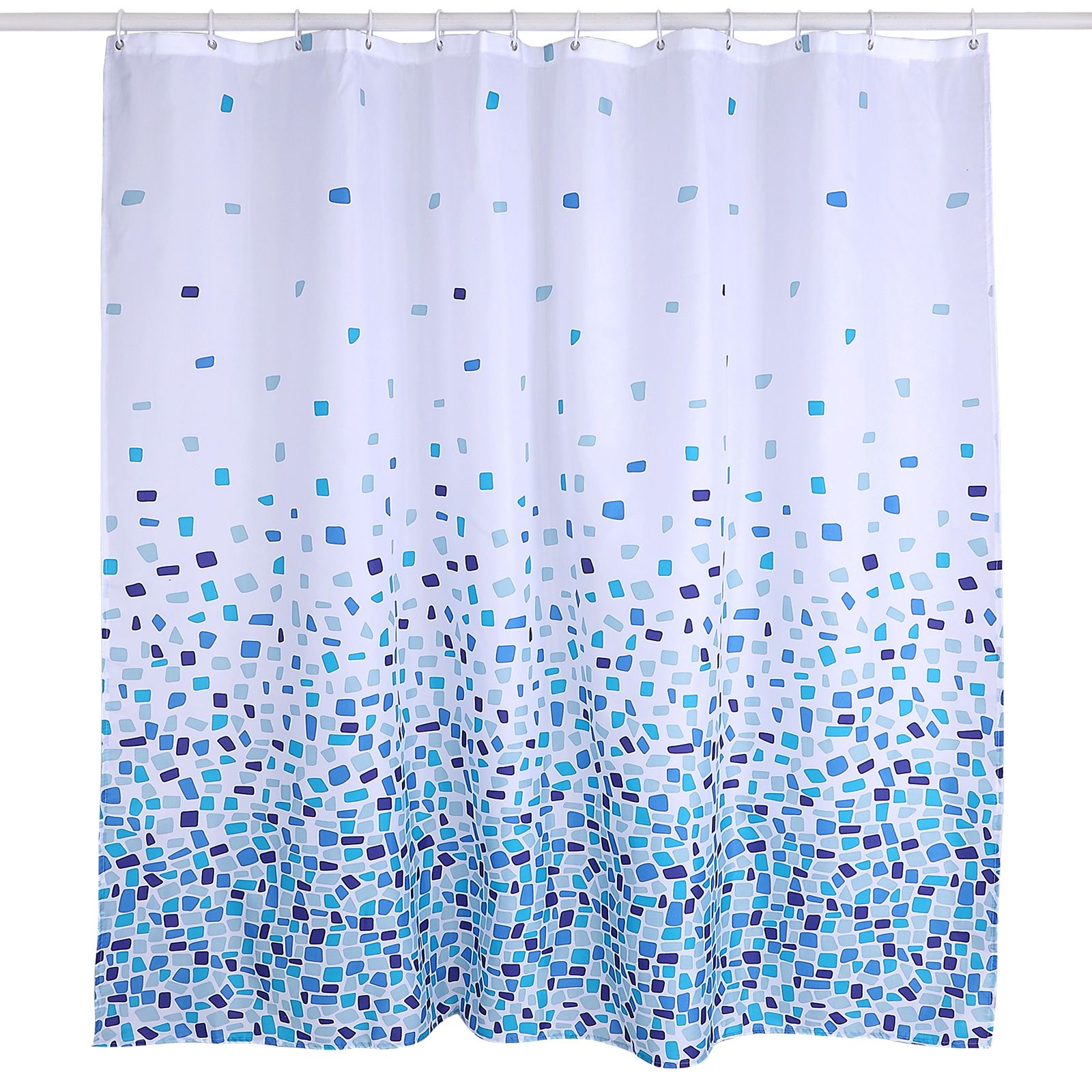 Polyester Blue Mosaic Style Printing Shower Curtain Water Repellent Fabric