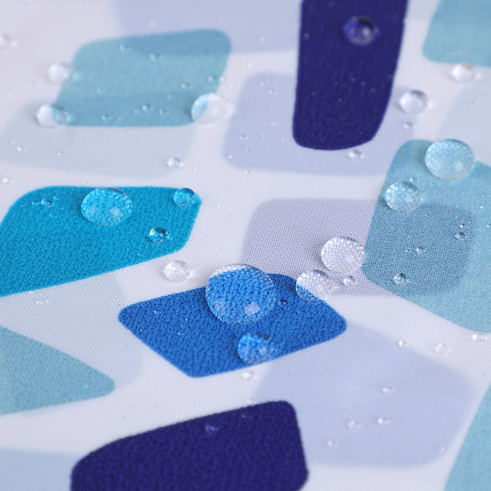 Polyester Blue Mosaic Style Printing Shower Curtain Water Repellent Fabric view 3