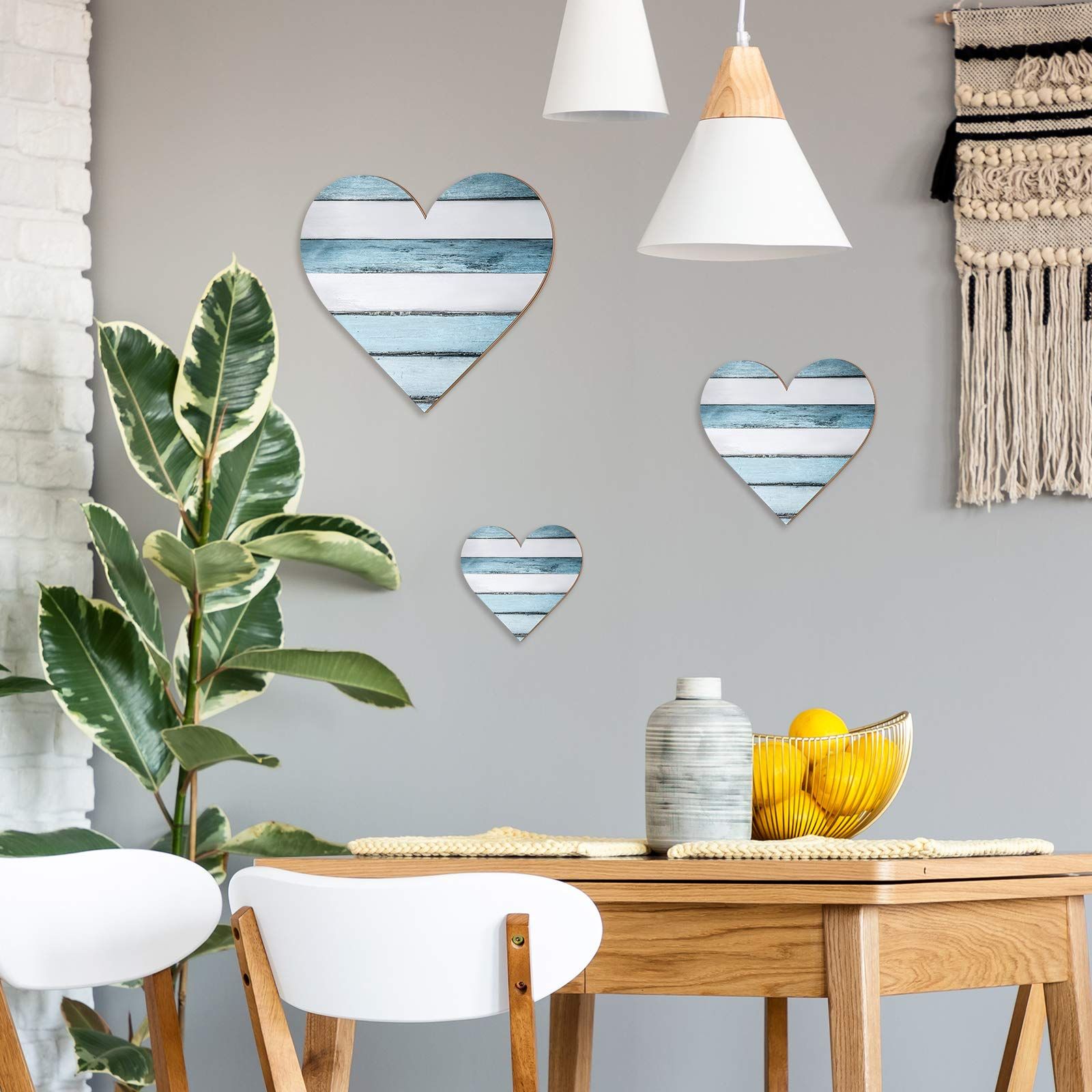 3 Pcs Heart Shaped Wood Sign Buffalo Plaid Decor for Kitchen Bedroom Bathroom view 5