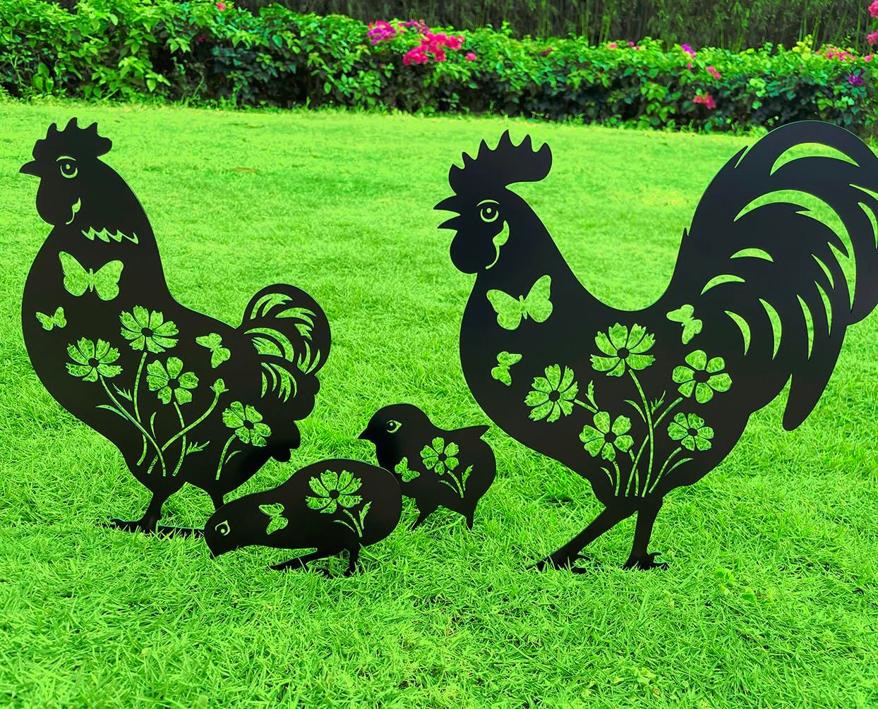 Metal Chicken Garden Decor for Outside view 3