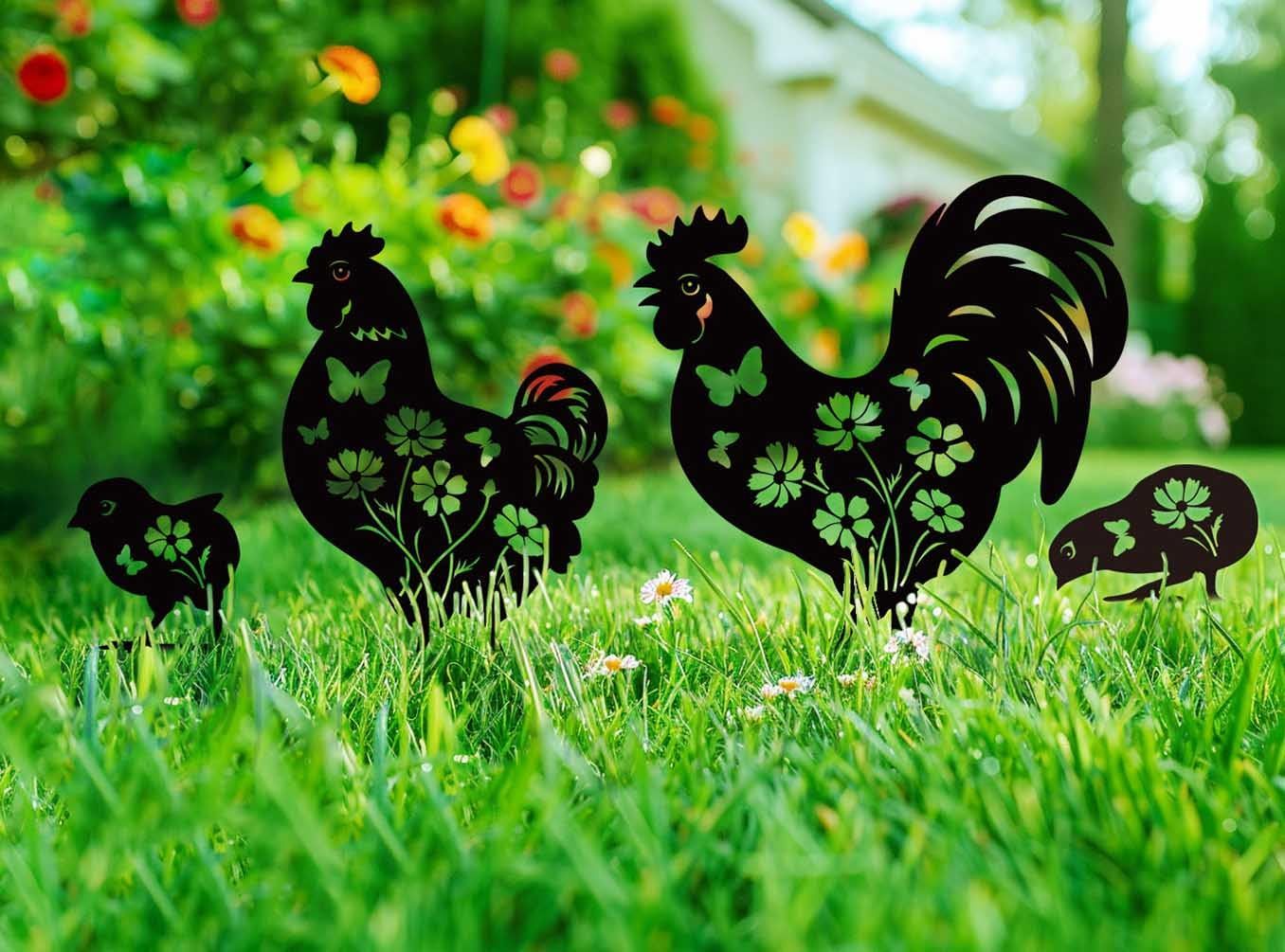 Metal Chicken Garden Decor for Outside view 5