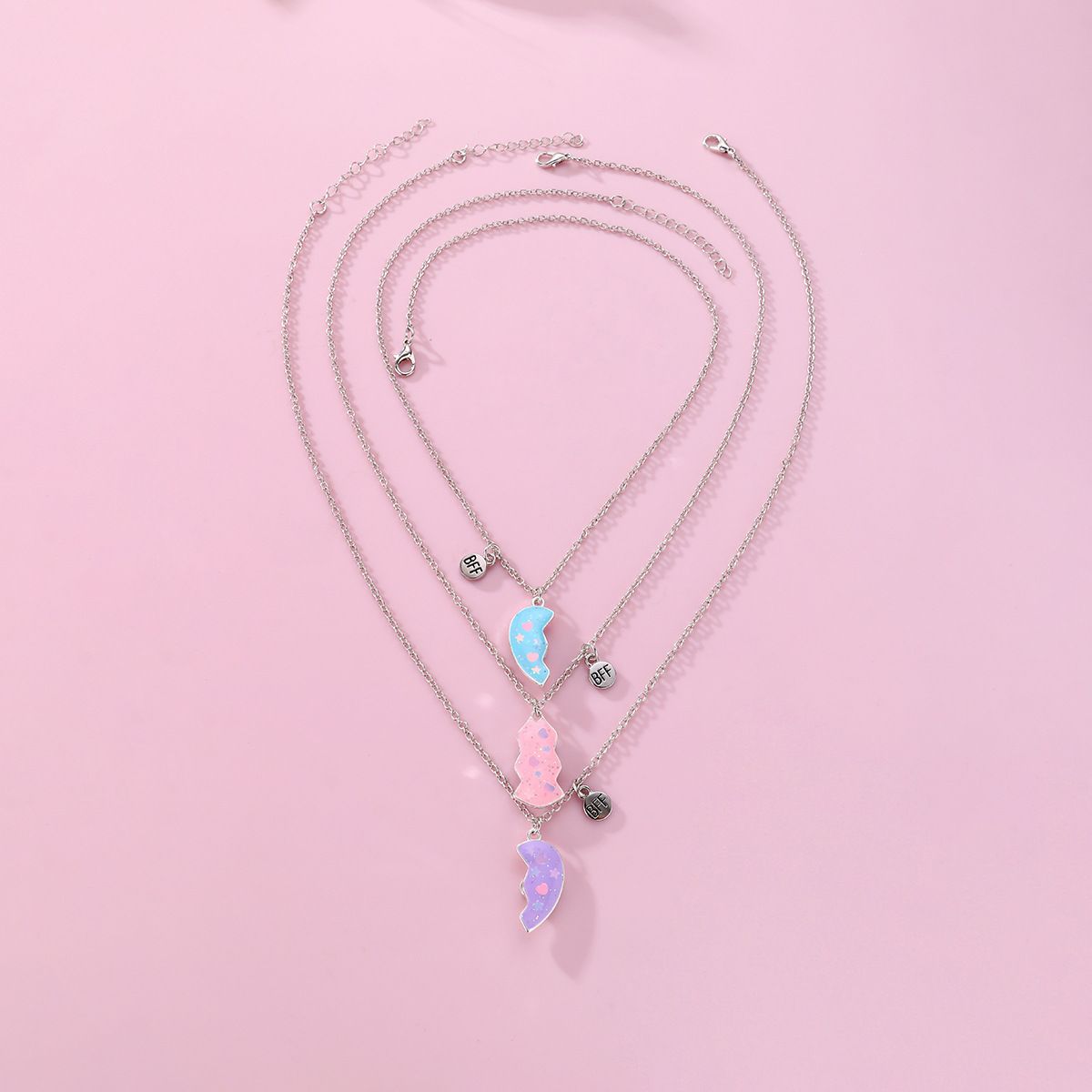 Friendship Necklace Best Friend Necklace for 3 Girls Magnetic Matching Heart view 3