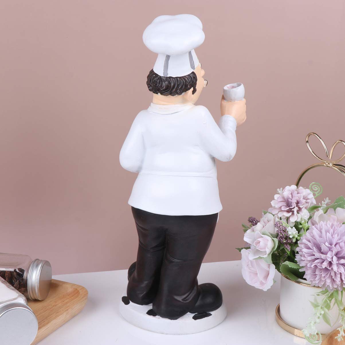 French Chef Chef Collectible Statues Resin Chef Home Countertop Table view 2