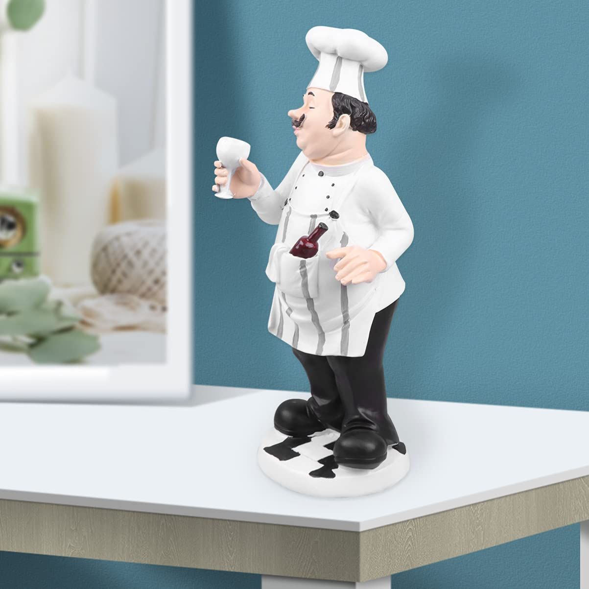 French Chef Chef Collectible Statues Resin Chef Home Countertop Table view 4