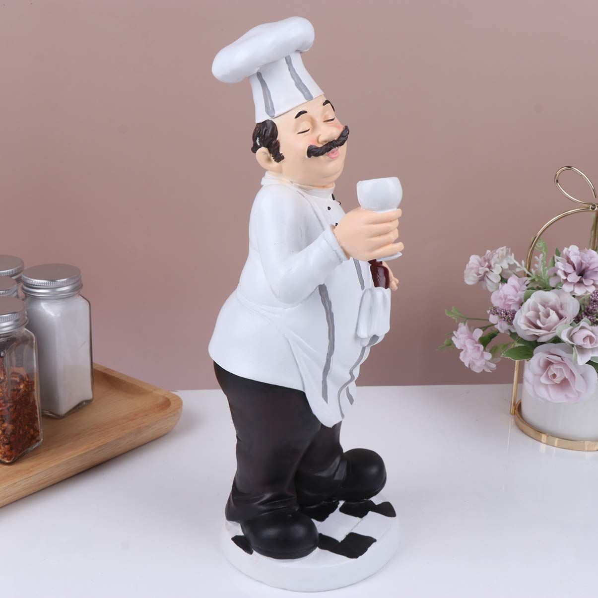 French Chef Chef Collectible Statues Resin Chef Home Countertop Table view 5