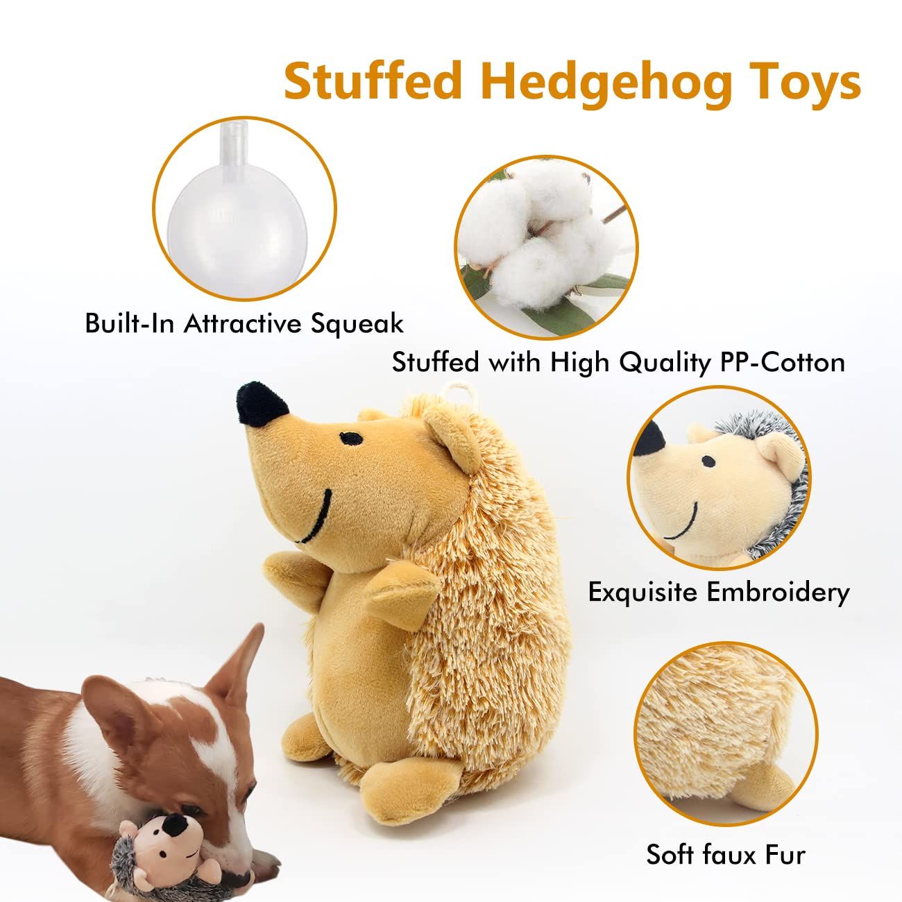 Dog Squeaky Toys, Durable Stuffed Crinkle Plush Dog Chew Toys for Puppy view 3