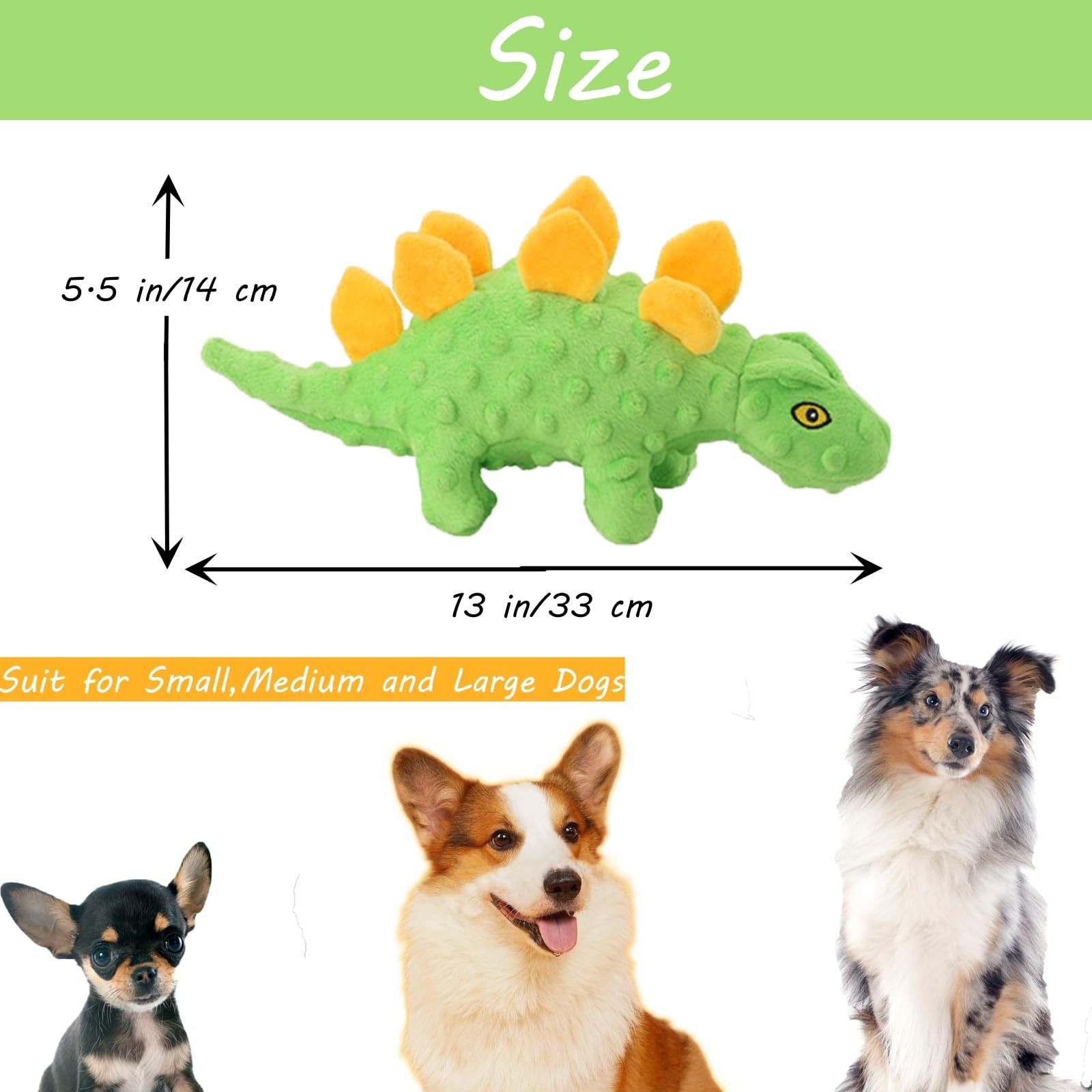 Squeaky Dog Toys for Puppy -No Stuffing Durable Plush Dog Toy with Crinkle Paper view 4