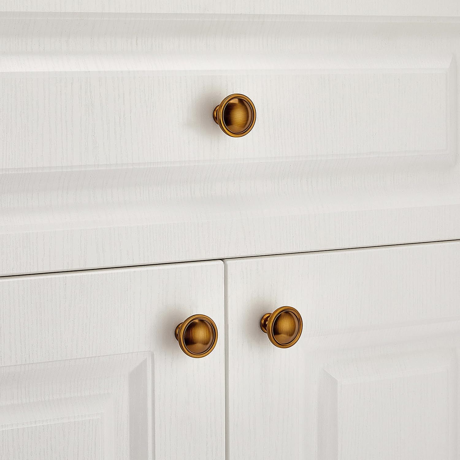 10 Set 1.2" Cabinet Hardware Antique Brass Knobs Kitchen Cabinet Office view 5