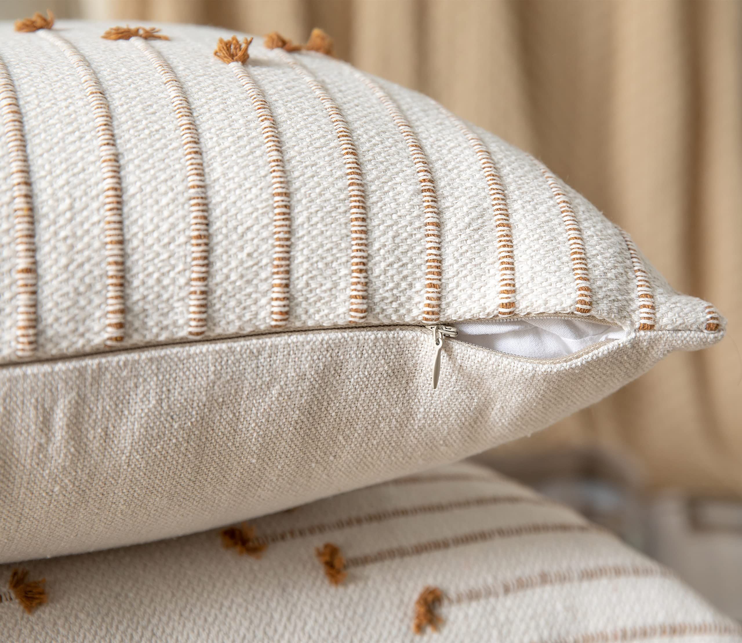 2pcs Throw Pillow Covers 18x18 Set of 2 Neutral Decorative Textured Cushion view 5
