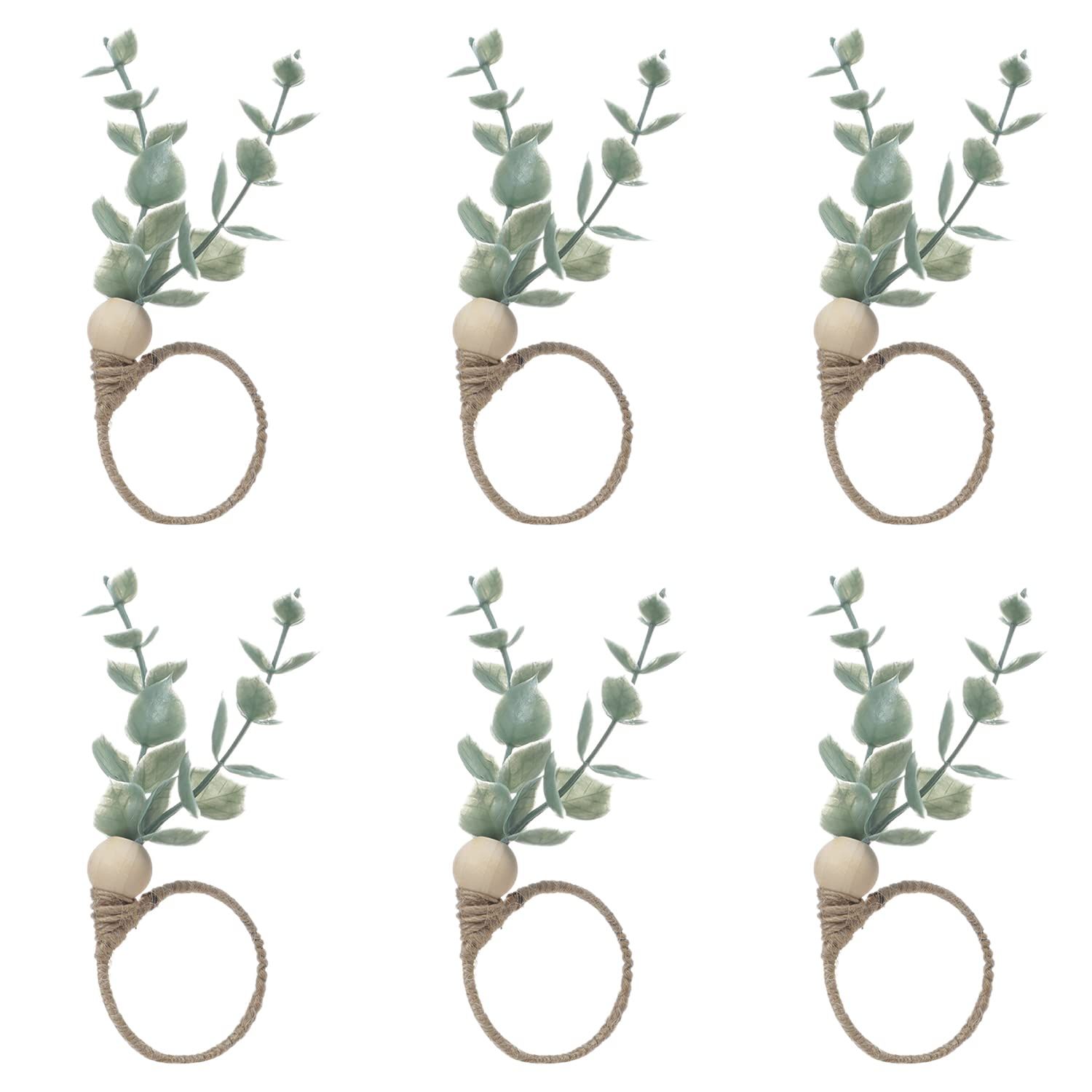 Rings Set of 12, Farmhouse Napkin Rings Eucalyptus Napkin Rings Wooden Napkin
