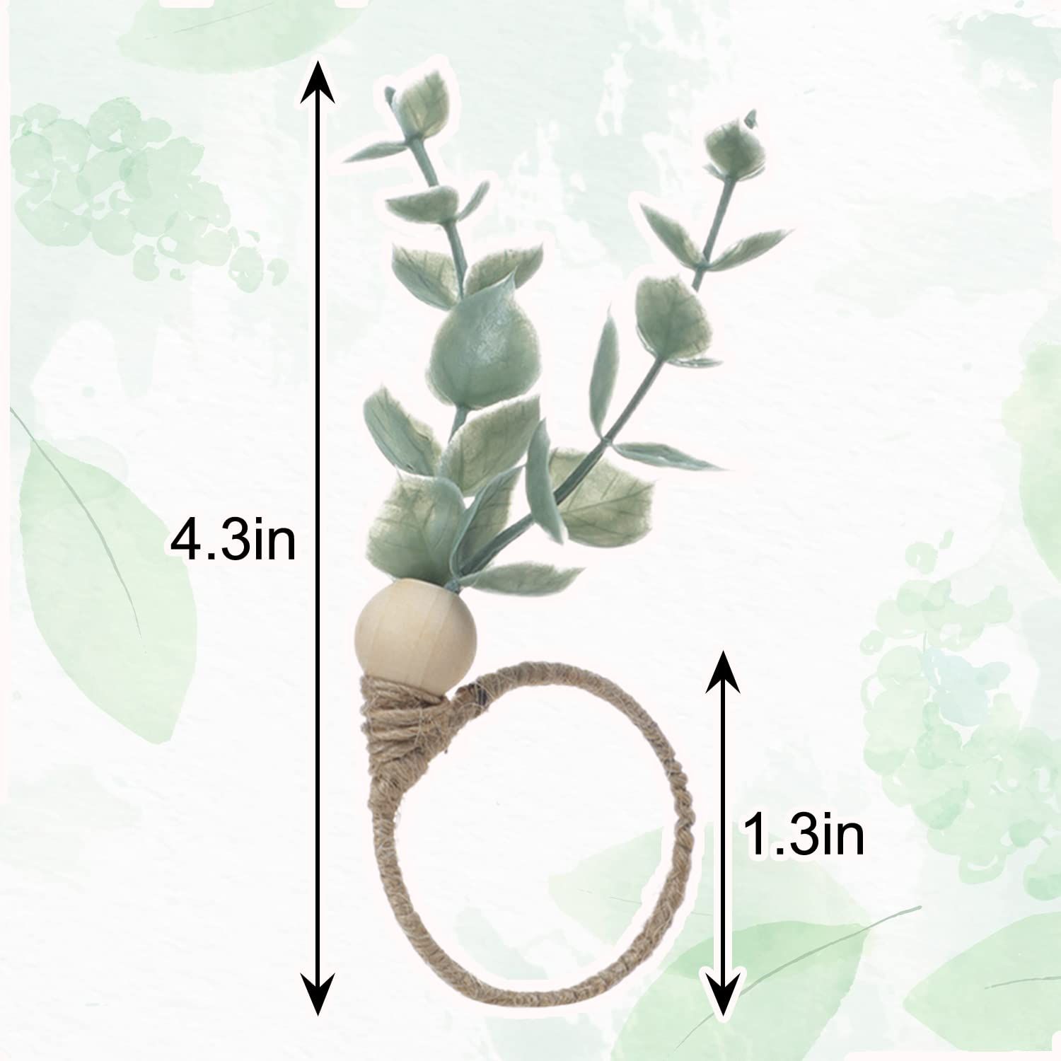 Rings Set of 12, Farmhouse Napkin Rings Eucalyptus Napkin Rings Wooden Napkin view 2