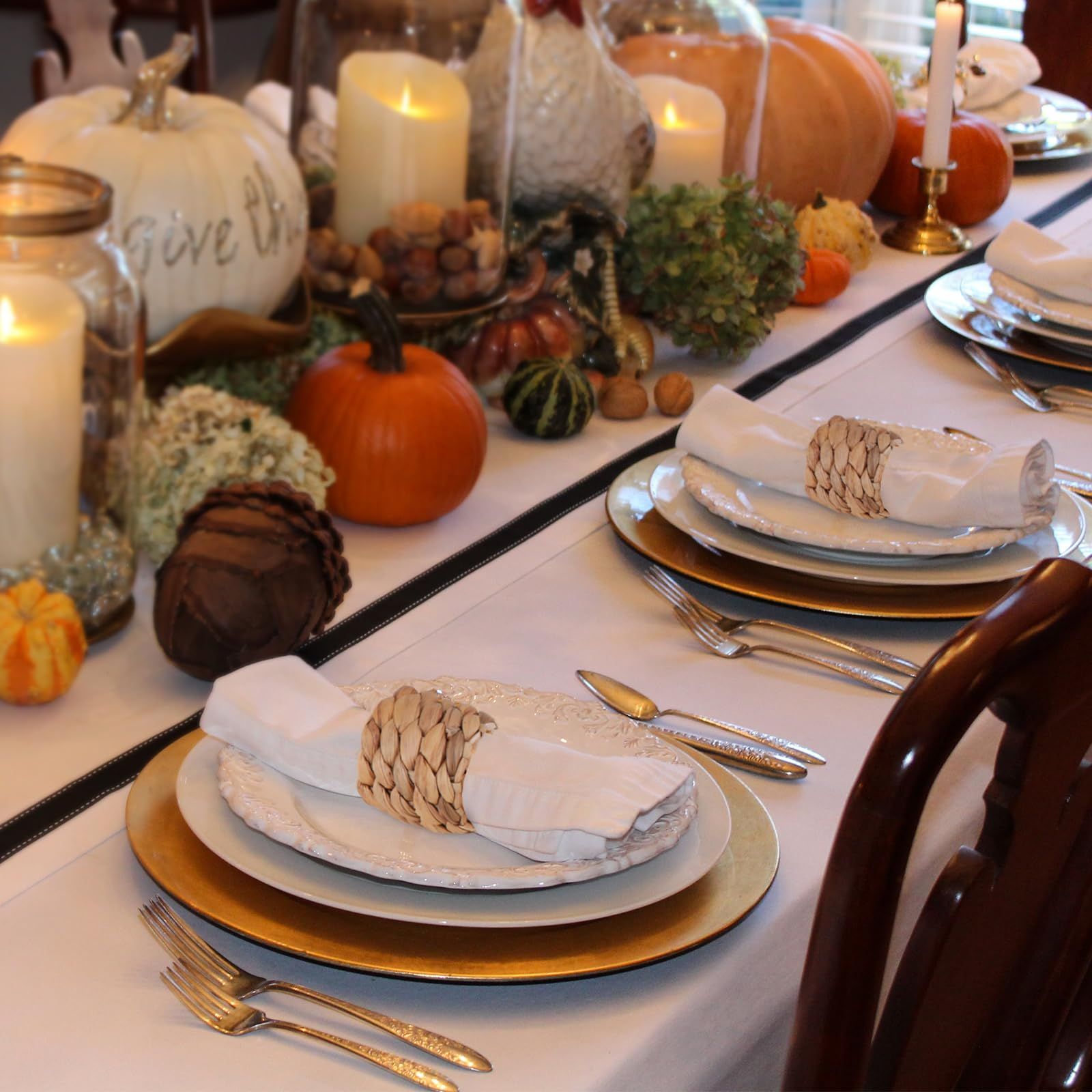 Rings Set of 12, Farmhouse Napkin Rings Table Decor Handmade by Natural Water view 5