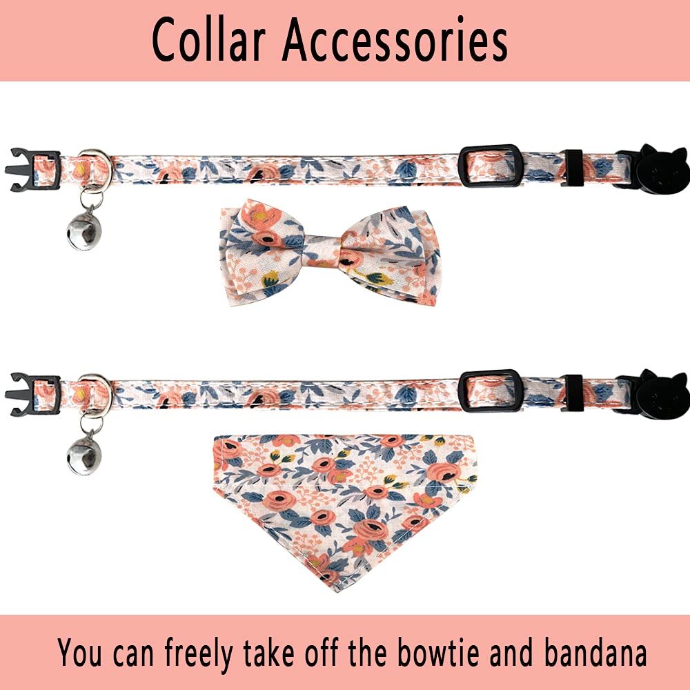 2 Pcs Sets Cat Collar Bandana Bells Set view 3
