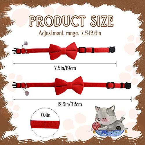 2 Pcs Velvet Cat Collar with Bell and Bowtie view 2
