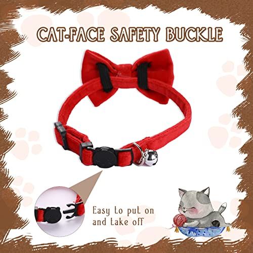 2 Pcs Velvet Cat Collar with Bell and Bowtie view 5