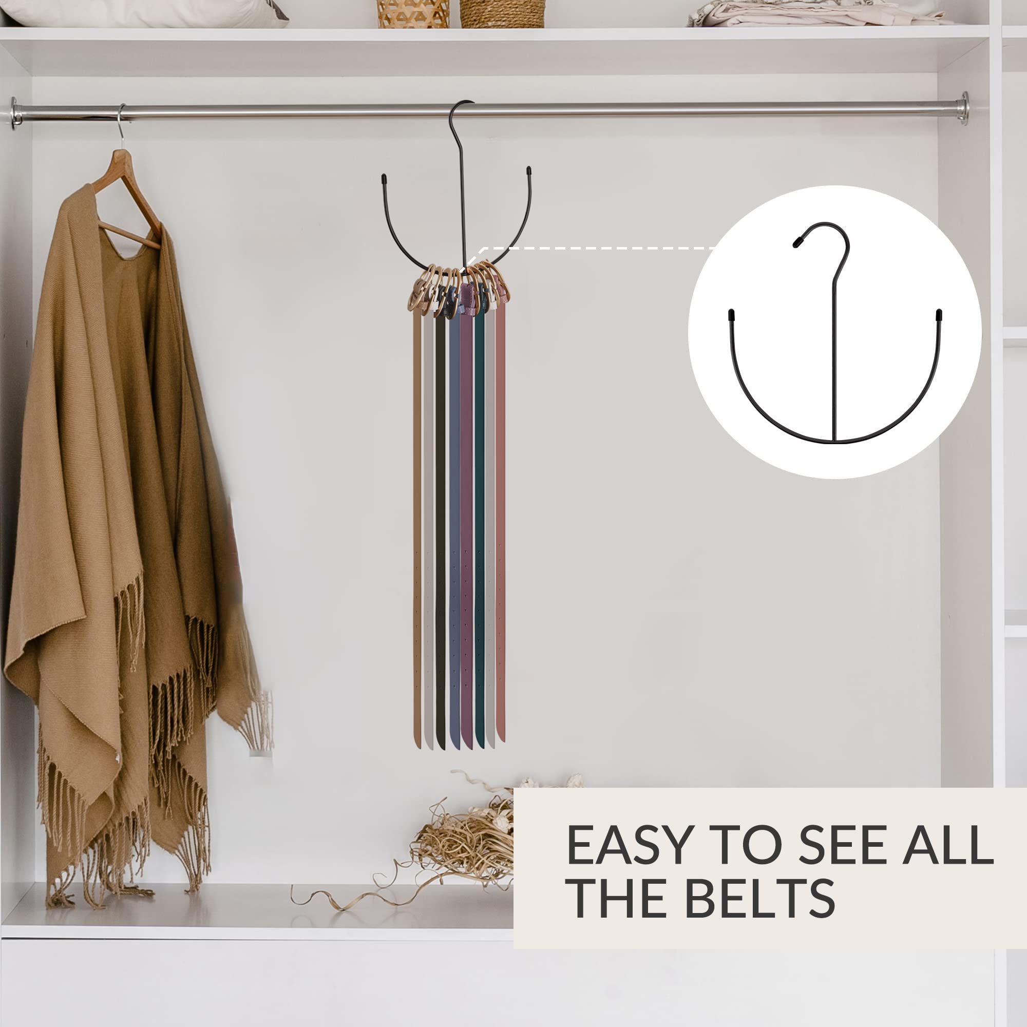 Belt Hangers, Belt Rack Black Closet Accessories Organizers, Closet Organizer view 4