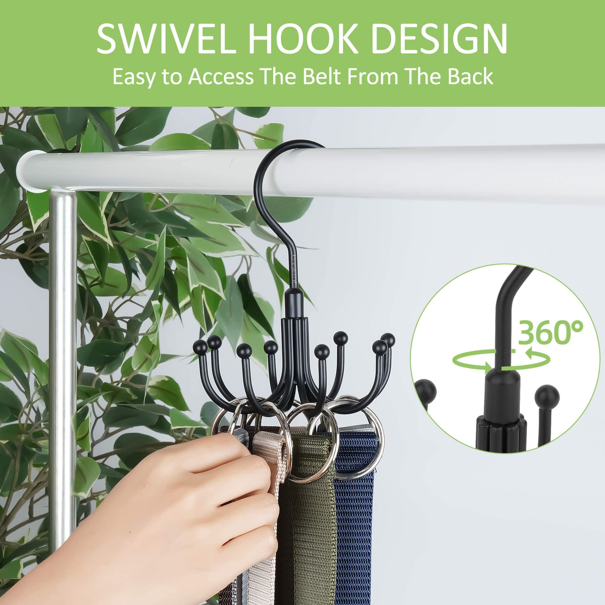 Belt Hanger, Rotatable Belt Organizer for Closet, Accessories Rack, Space view 4