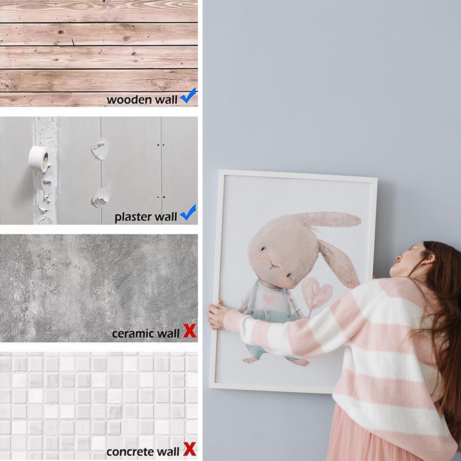 Picture Hangers, 180pcs Picture Hooks with Nails, 10-100lbs Picture Hanging view 5