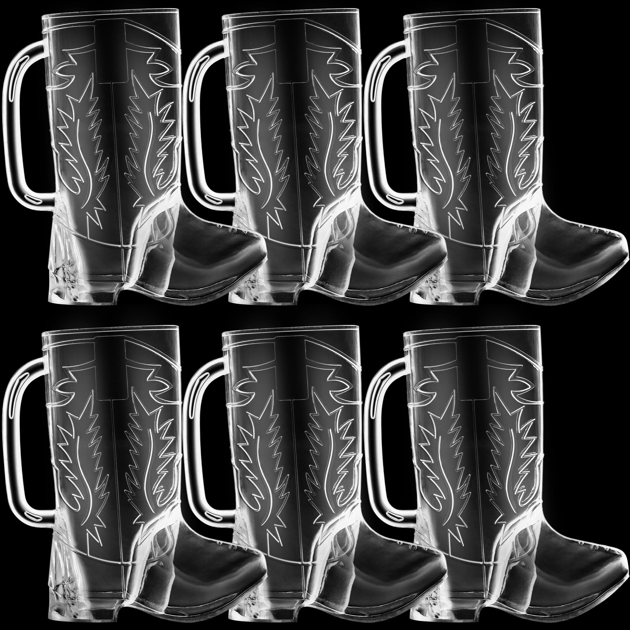 Cowboy Boot Cups - (Pack of 6) 17oz Cowboy and Cowgirl Drink Mugs view 5
