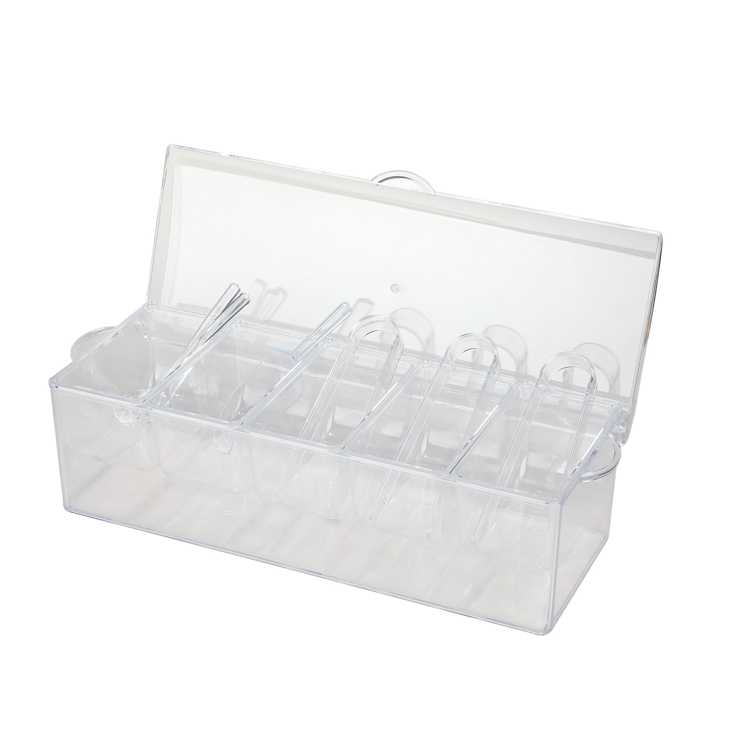 5 Compartment Ice Chilled Condiment Server with Hinged Lid view 2