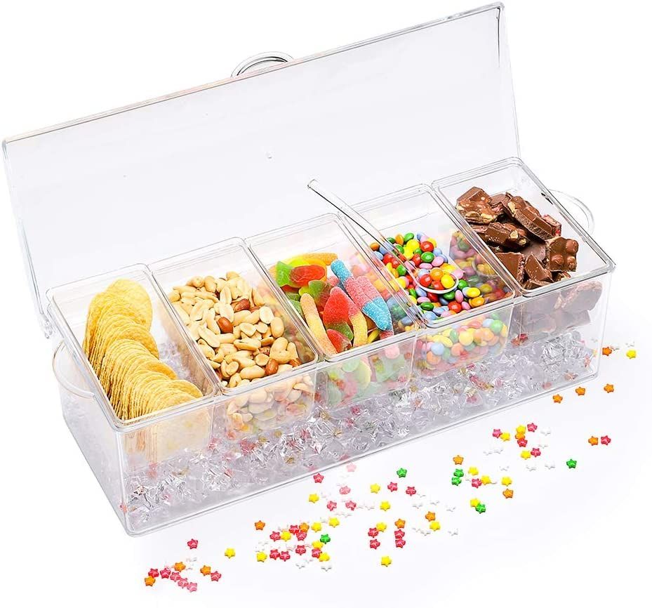 5 Compartment Ice Chilled Condiment Server with Hinged Lid view 5