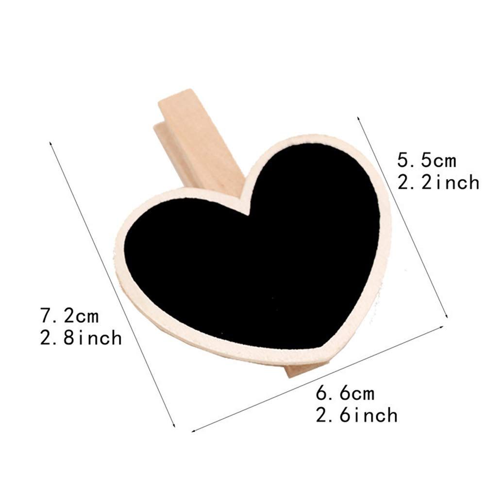 20pcs Mini Heart-Shaped Chalkboard Blackboard with Wooden Clip Chalkboard Tags view 2