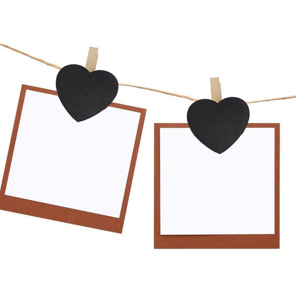 20pcs Mini Heart-Shaped Chalkboard Blackboard with Wooden Clip Chalkboard Tags view 4