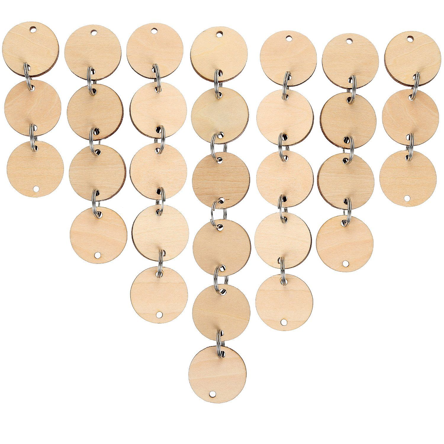100 Pieces Round Wooden Discs with Holes Birthday Board Tags and 100 Pieces 15 view 2