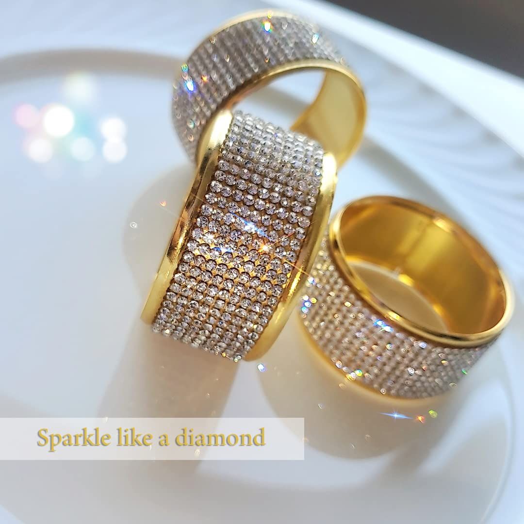Silver Diamond Glod Napkin Rings Set of 6 view 4