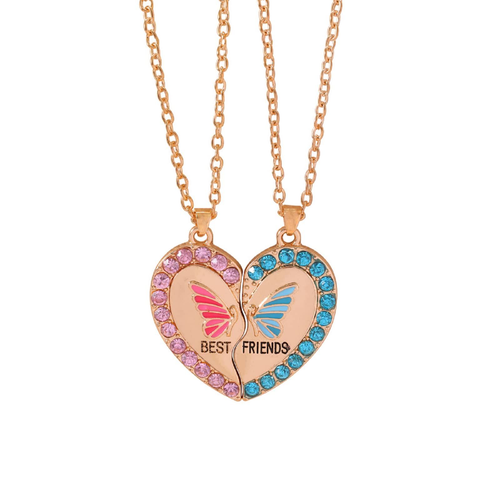 Friend Necklaces for 2 Girls BFF Heart Necklace Pendant Jewelry Set for