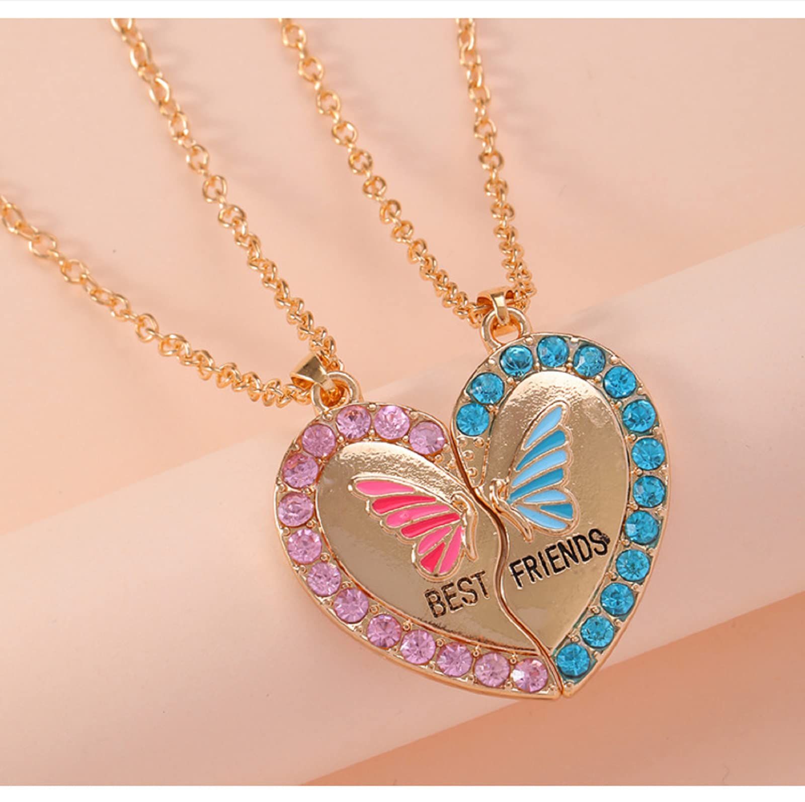 Friend Necklaces for 2 Girls BFF Heart Necklace Pendant Jewelry Set for view 2