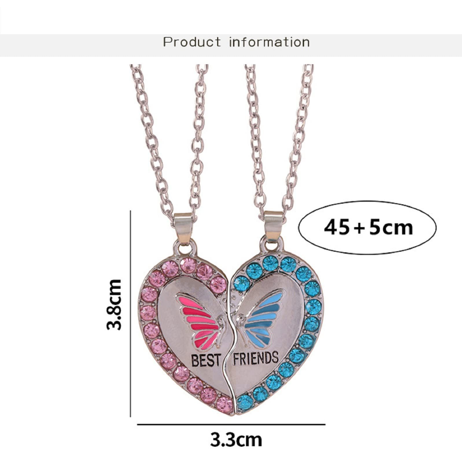 Friend Necklaces for 2 Girls BFF Heart Necklace Pendant Jewelry Set for view 3