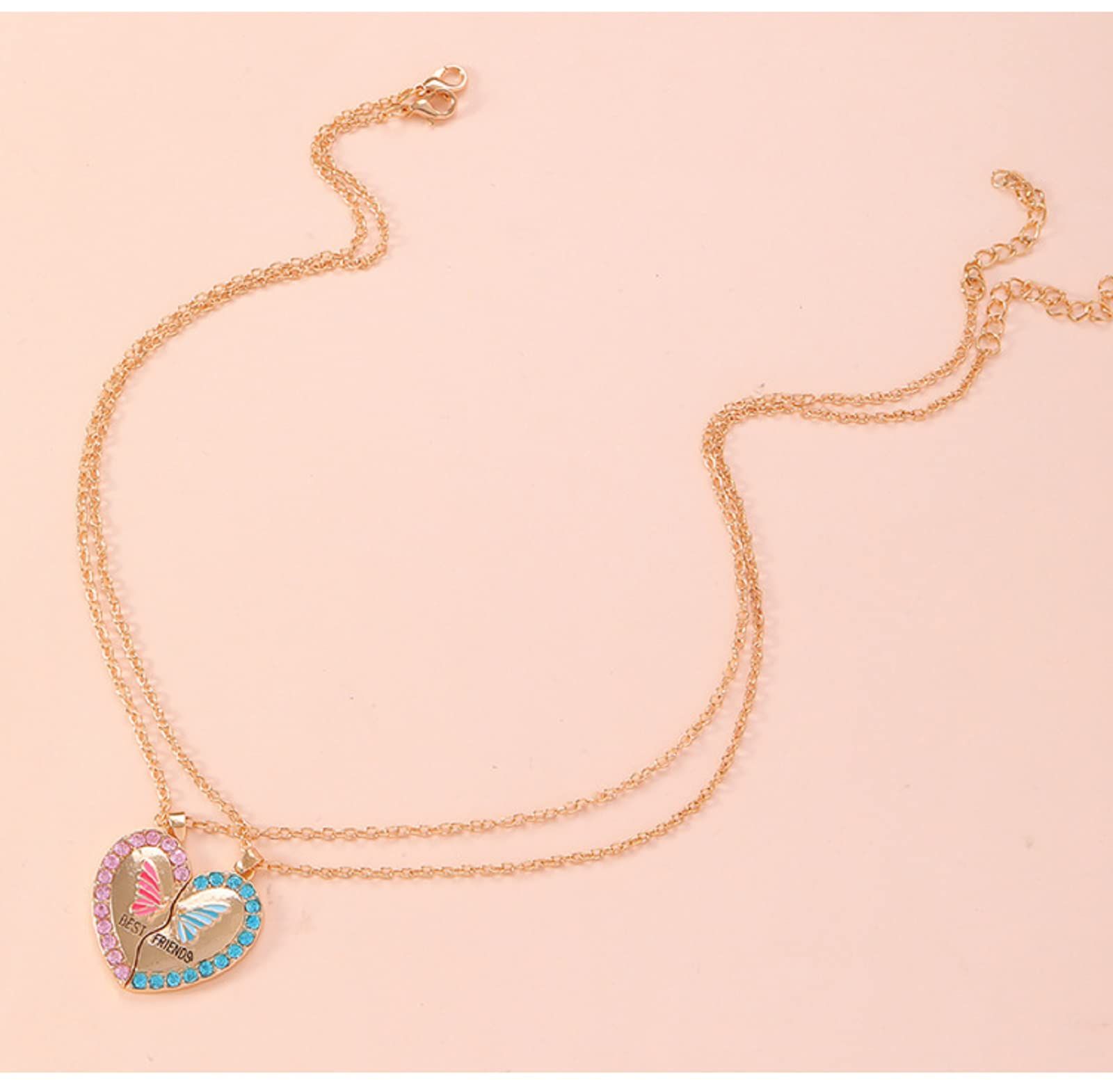 Friend Necklaces for 2 Girls BFF Heart Necklace Pendant Jewelry Set for view 4