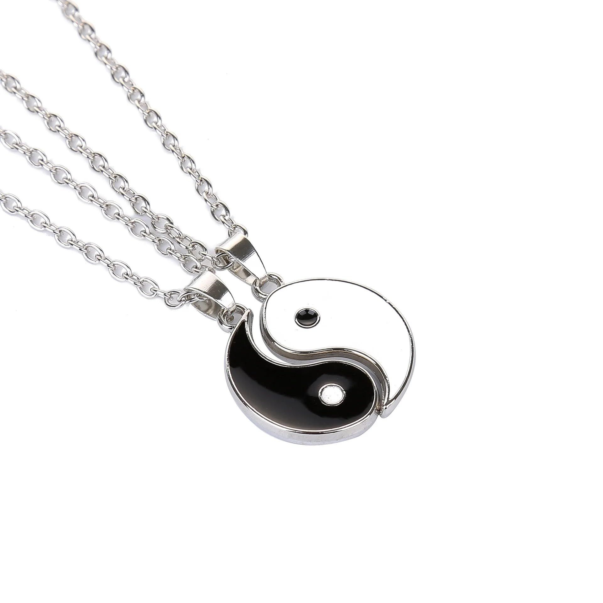 Enamel Yin Yang Charm Chain Necklace Set For 2 view 2