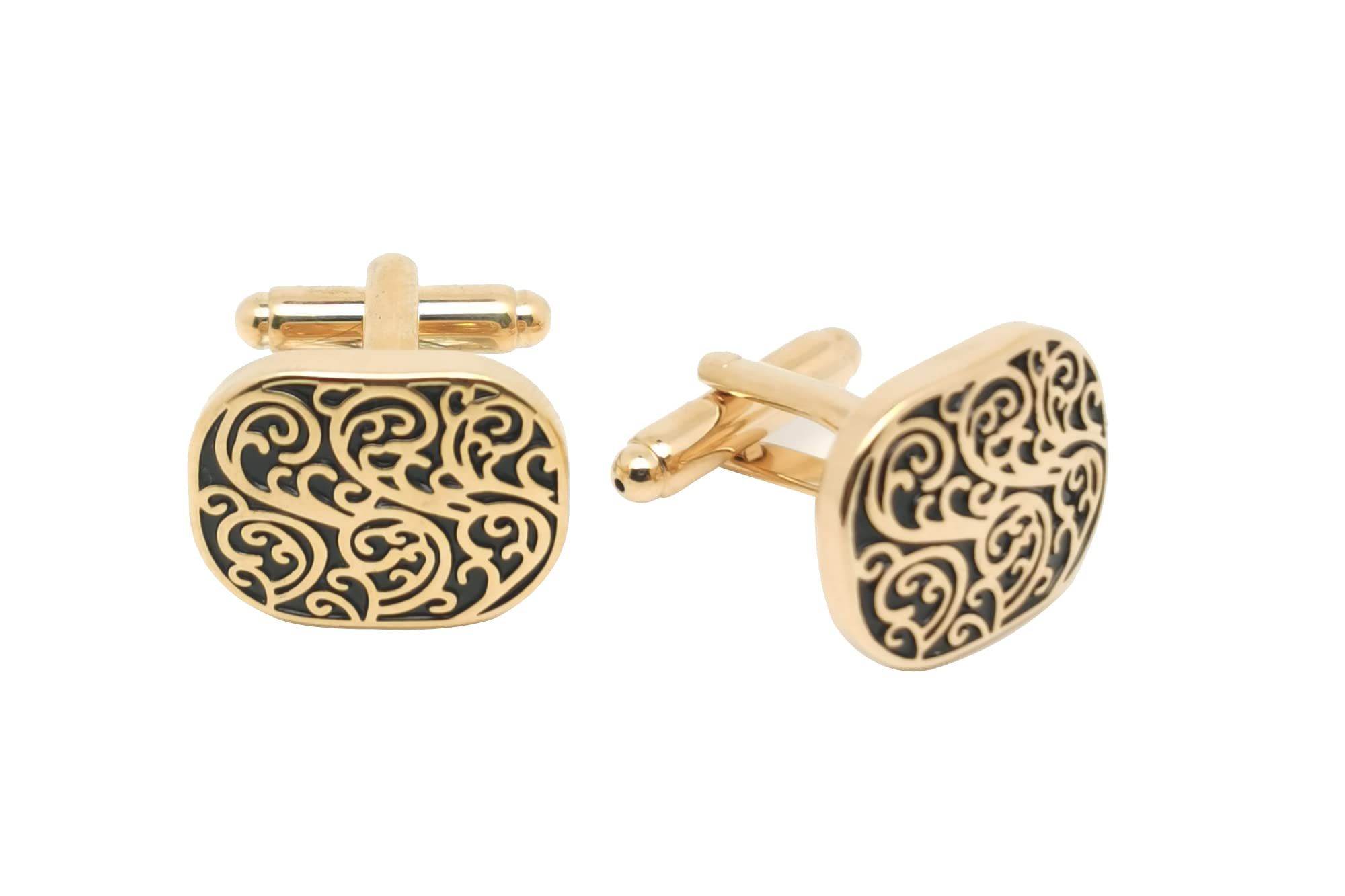 Vintage Roman Lover Pattern Cuff Links in Gift Box Universal Cufflinks for Men view 3
