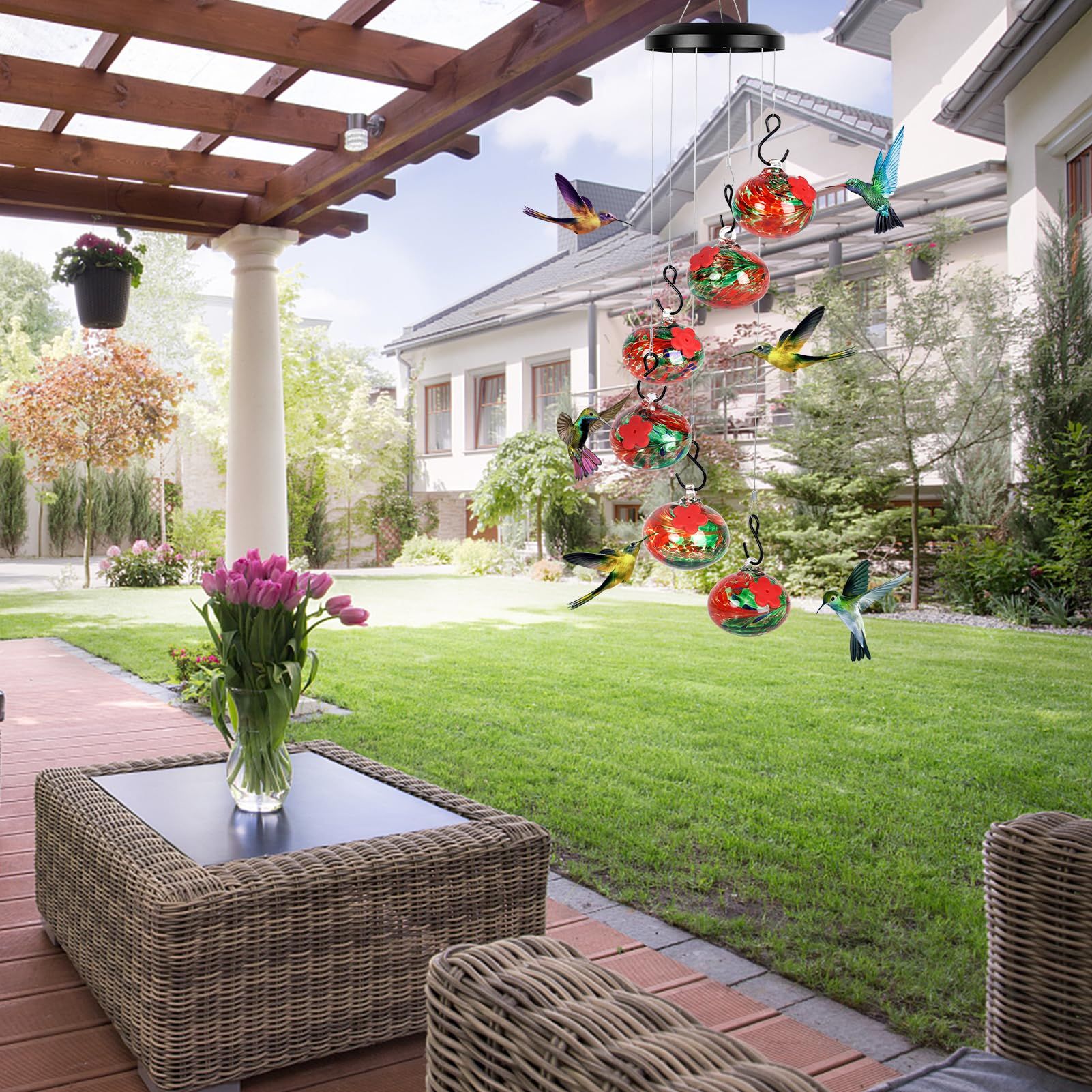 Charming Wind Chimes Hummingbird feeders for Outdoors Hanging ant and bee Proof view 3