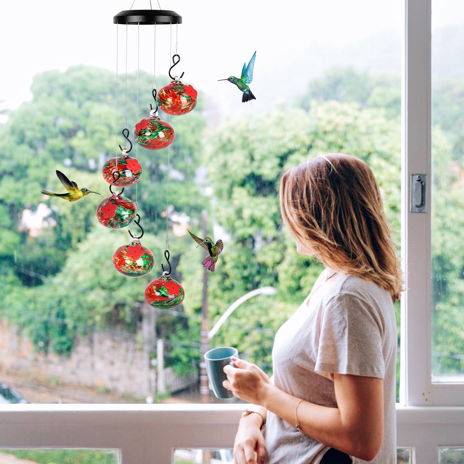 Charming Wind Chimes Hummingbird feeders for Outdoors Hanging ant and bee Proof view 4