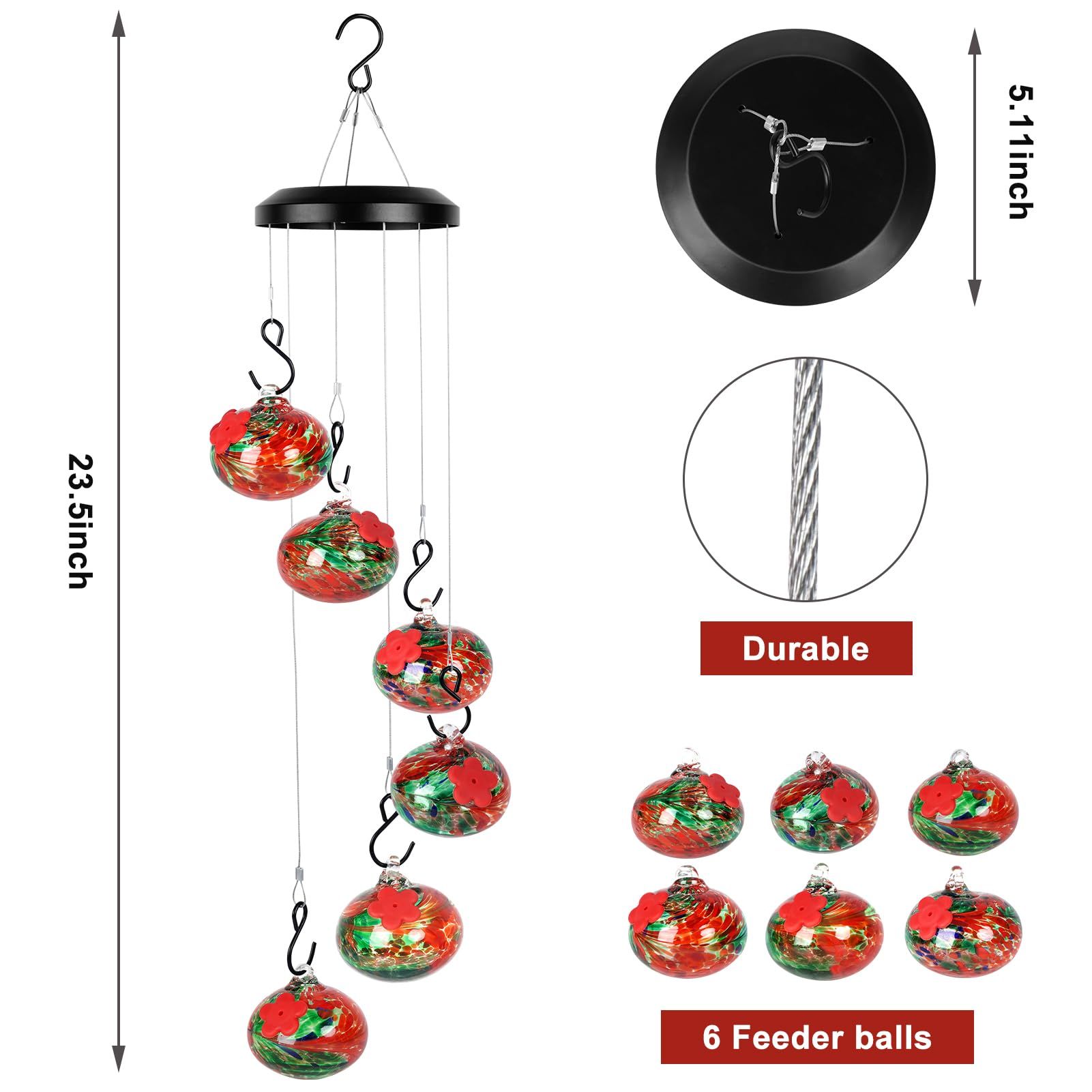 Charming Wind Chimes Hummingbird feeders for Outdoors Hanging ant and bee Proof view 5