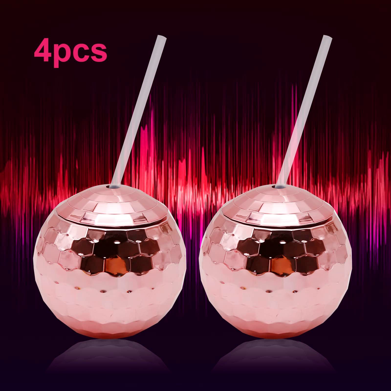 Cups Disco Ball Drink Tumbler 1970s Ball Cups with Lid and Straw view 4