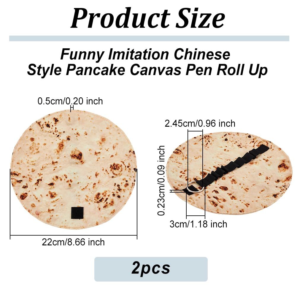 2Pcs Funny Pencil Case Holder Roll Canvas Pencil Pouch Pancake Canvas Pen Roll view 2