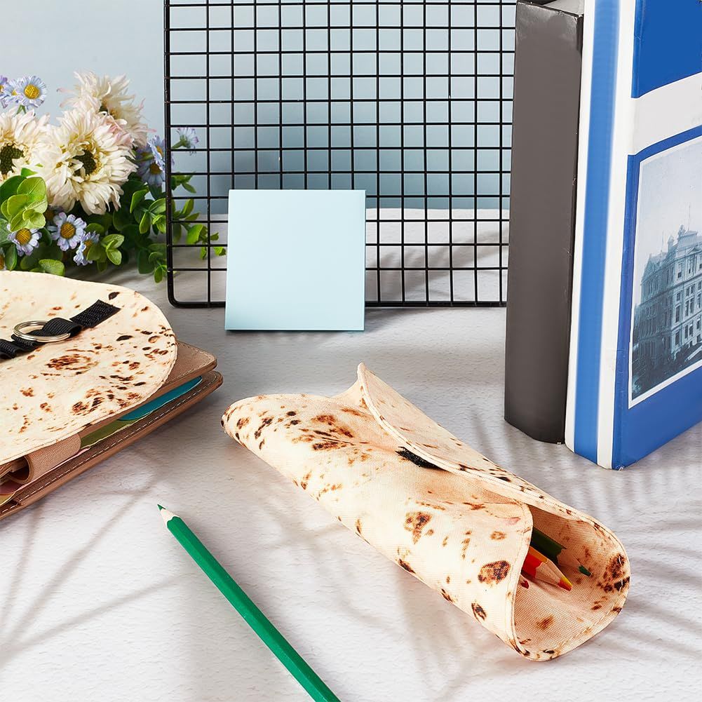 2Pcs Funny Pencil Case Holder Roll Canvas Pencil Pouch Pancake Canvas Pen Roll view 4