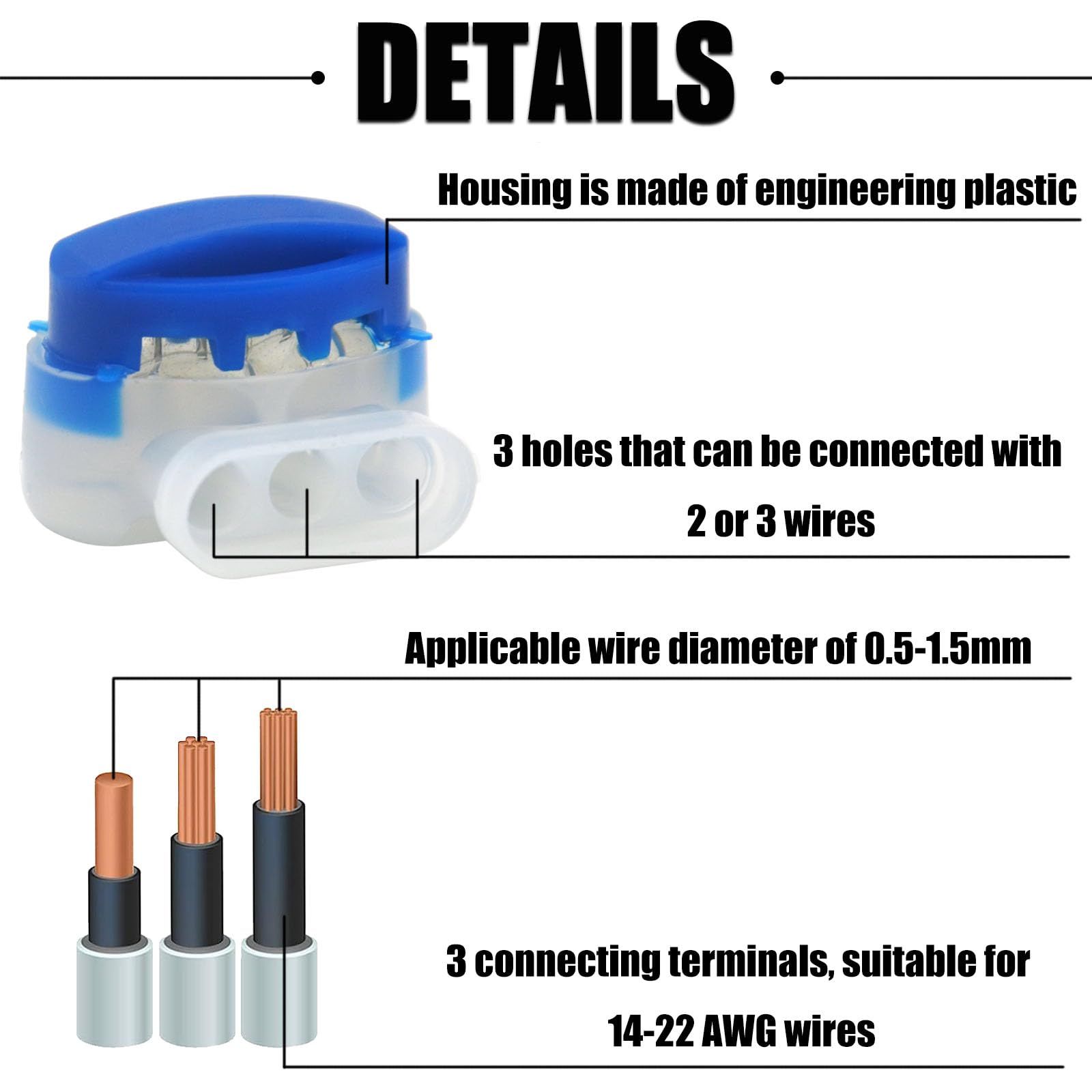 20 Pcs Electrical IDC 314-box 3 Way Outdoor Boundary Wire Connector view 4