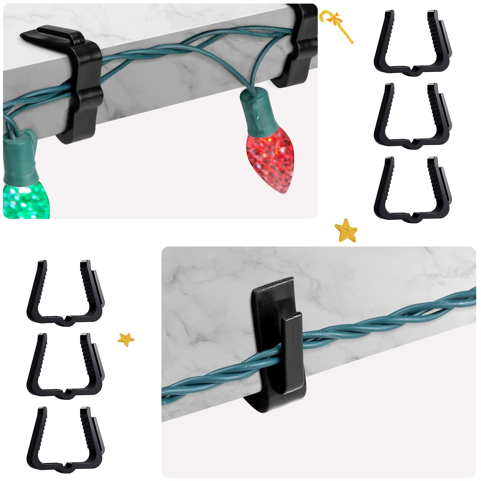 Christmas Light Clips Outdoor Hooks 1 5/8 inch Fascia Boards Hanger Plastic view 3