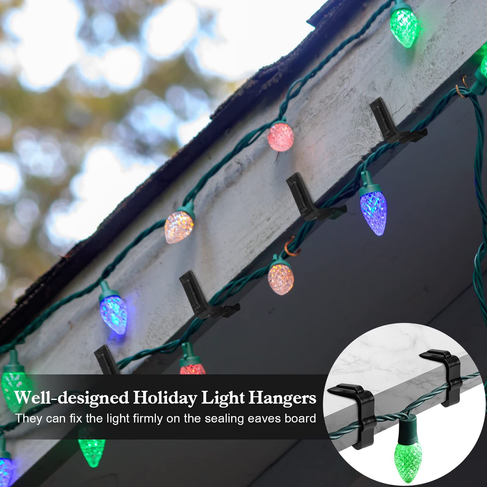 Christmas Light Clips Outdoor Hooks 1 5/8 inch Fascia Boards Hanger Plastic view 4