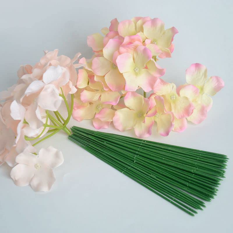100 pcs Floral Stem Wire - Plastic Artificial Flower Green Stem Rod - Plant view 2