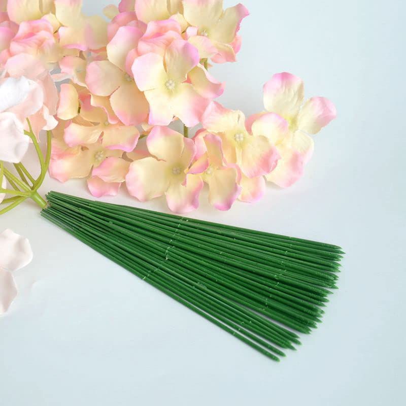 100 pcs Floral Stem Wire - Plastic Artificial Flower Green Stem Rod - Plant view 3