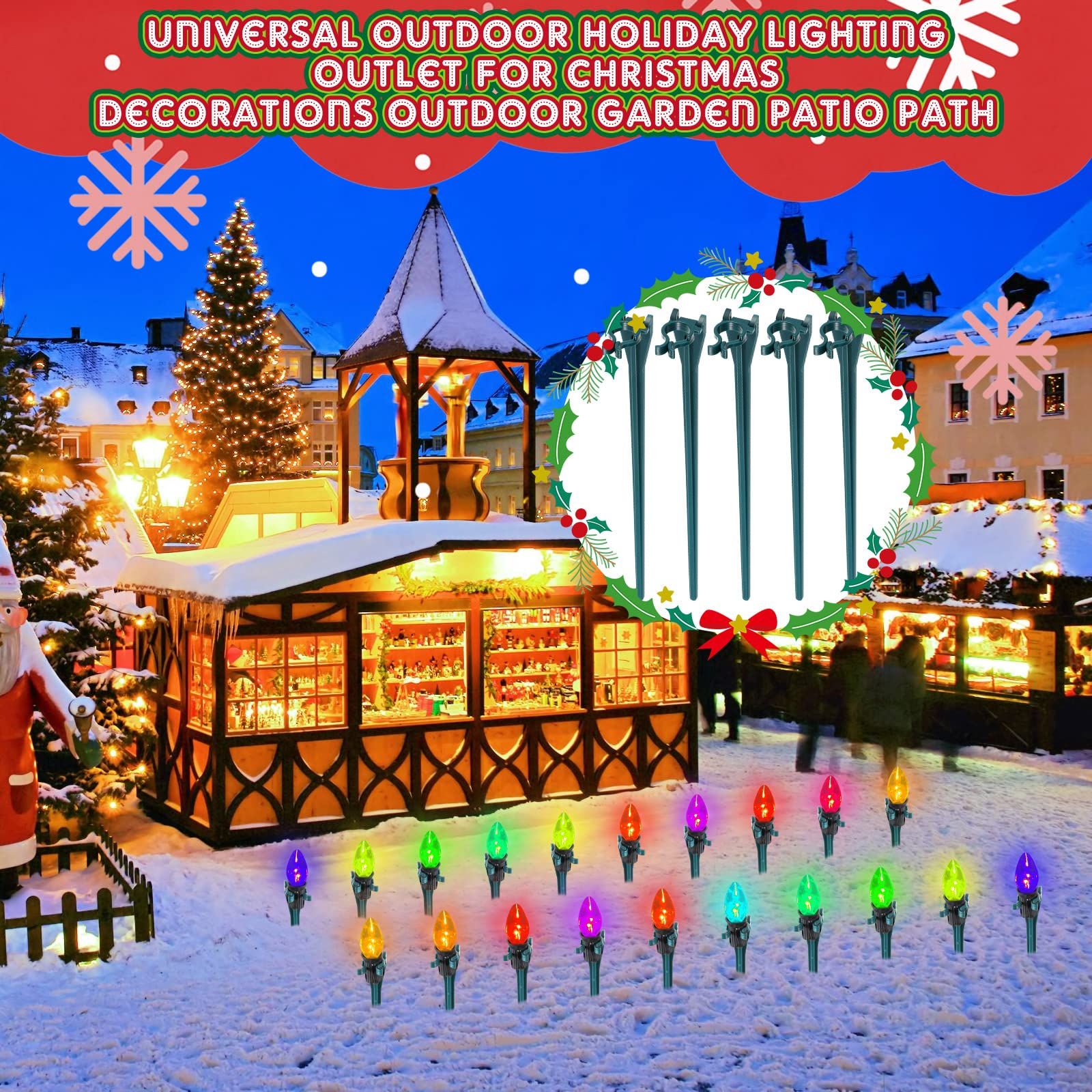 Christmas Light Stakes Universal Yard Lawn Holiday Light Stakes for C7 C9 view 2