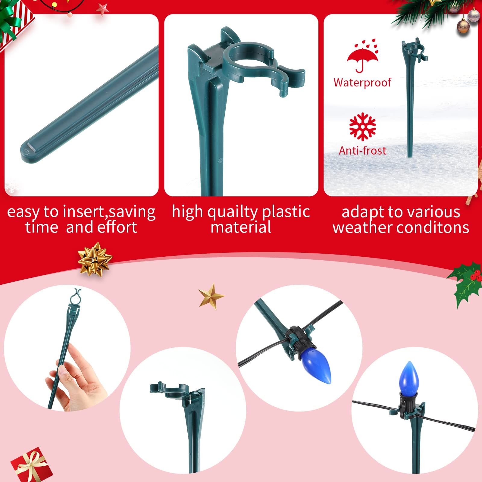 Christmas Light Stakes Universal Yard Lawn Holiday Light Stakes for C7 C9 view 3